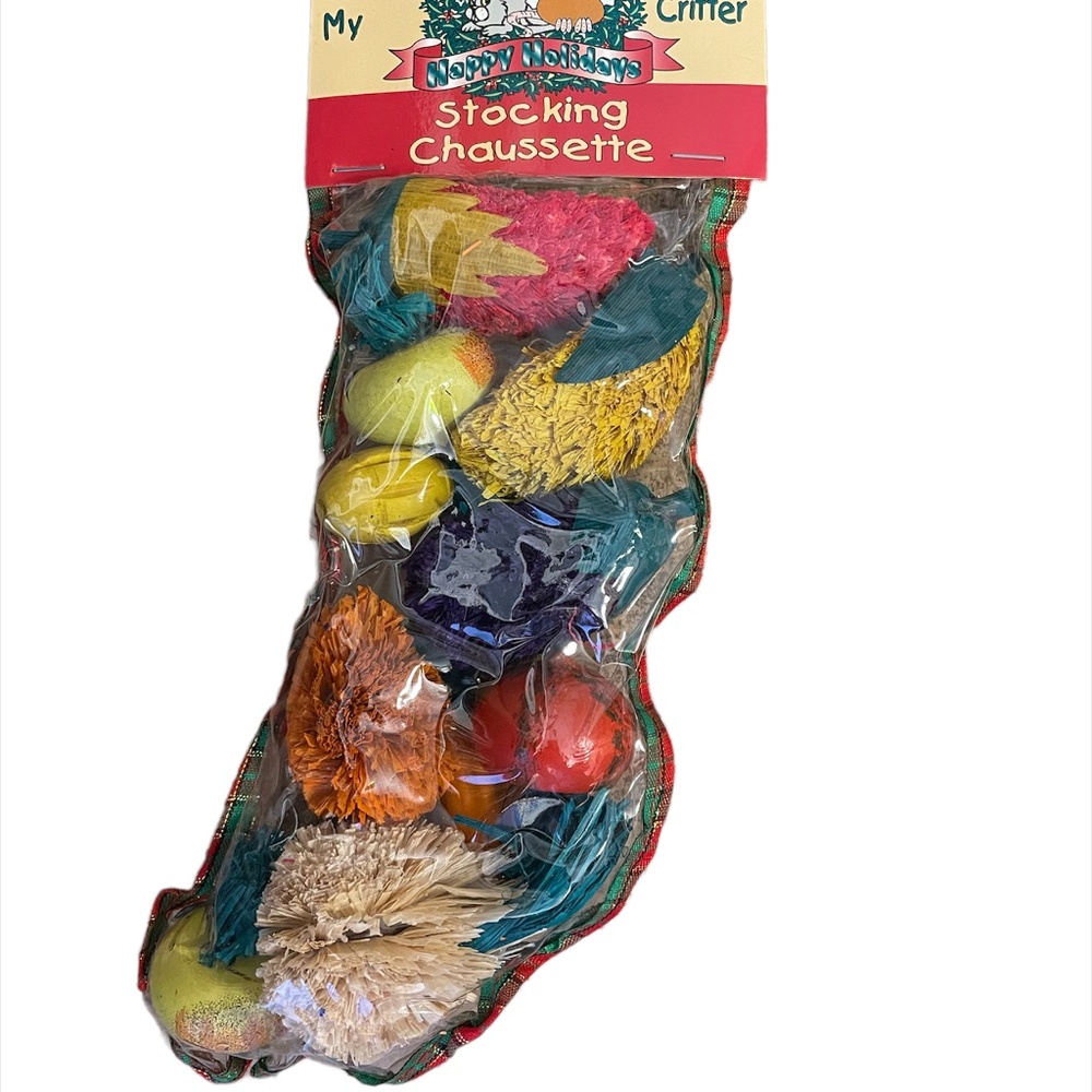 Vo-Toys Holiday Stocking 10 Piece Christmas Gift Small Animal Chews Sisal Wood